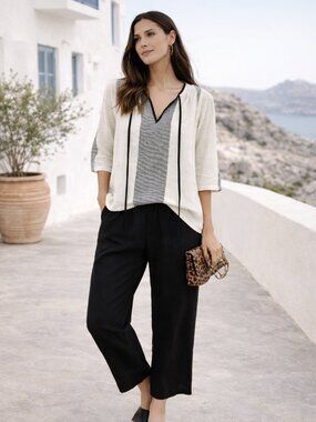 Ace & Jig Leah Blouse Textured Weave Split Neck Artisan Cotton Top Small